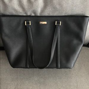 Black Leather Kate Spade Tote Purse with Zipper